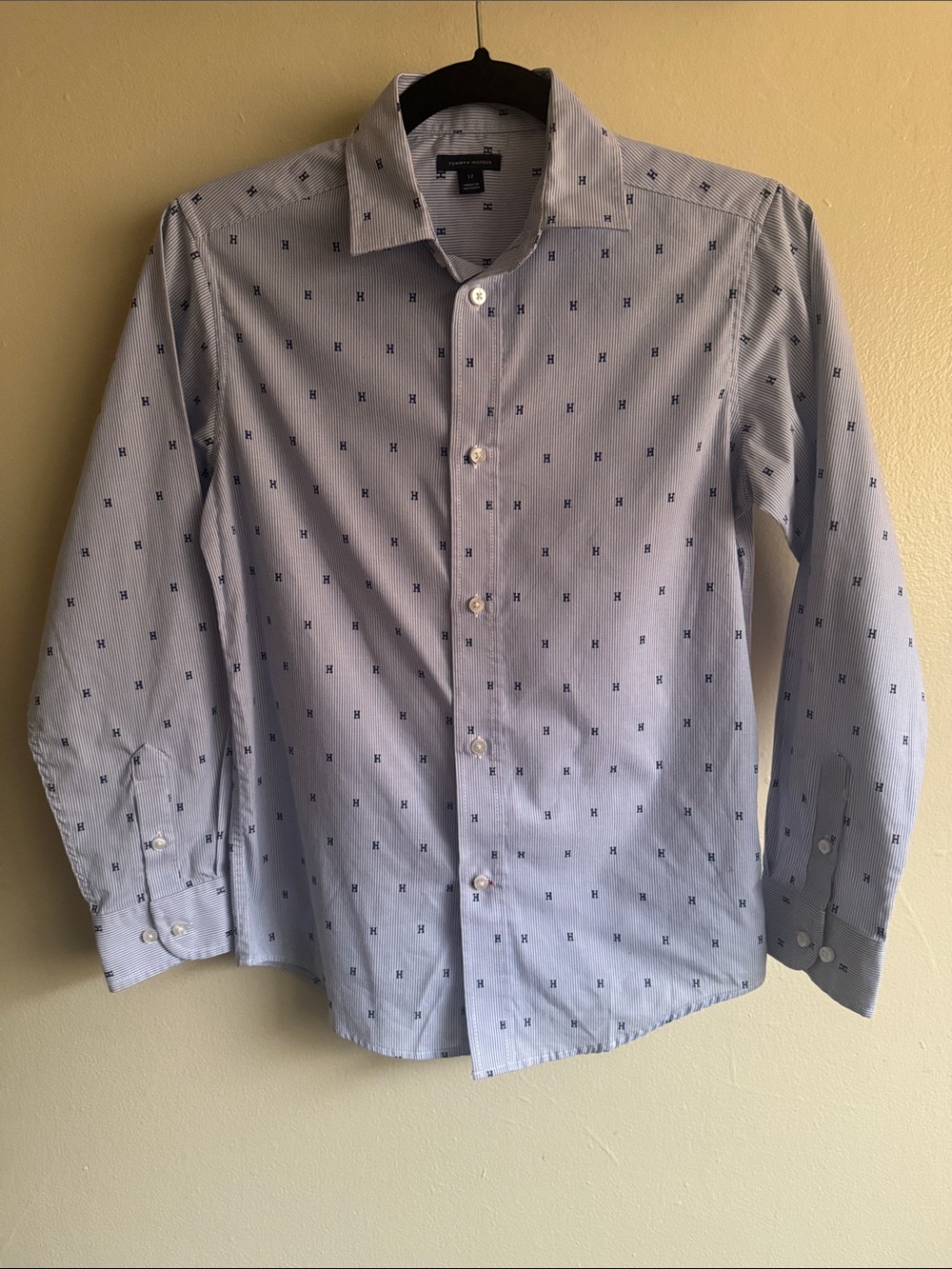 Tommy Hilfiger Light Blue Micro-Logo Button-Down Shirt
